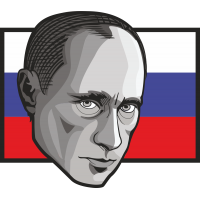 Владимир Путин на фоне российского флага