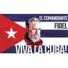 Фидель Кастро на фоне кубинского флага Viva la Cuba!